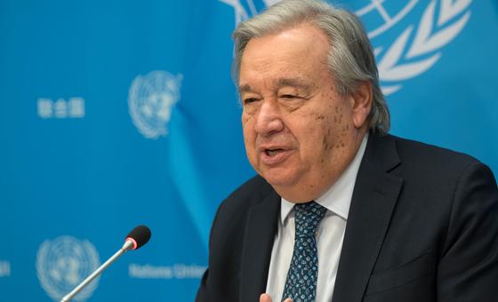 联合国秘书长古特雷斯在纽约总部举行记者会。（资料图）